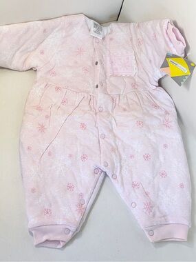Minibasix Baby Girl Pink Snowflakes Snow Suit 6 mos NWT, Over Outfit, 100% Cottn